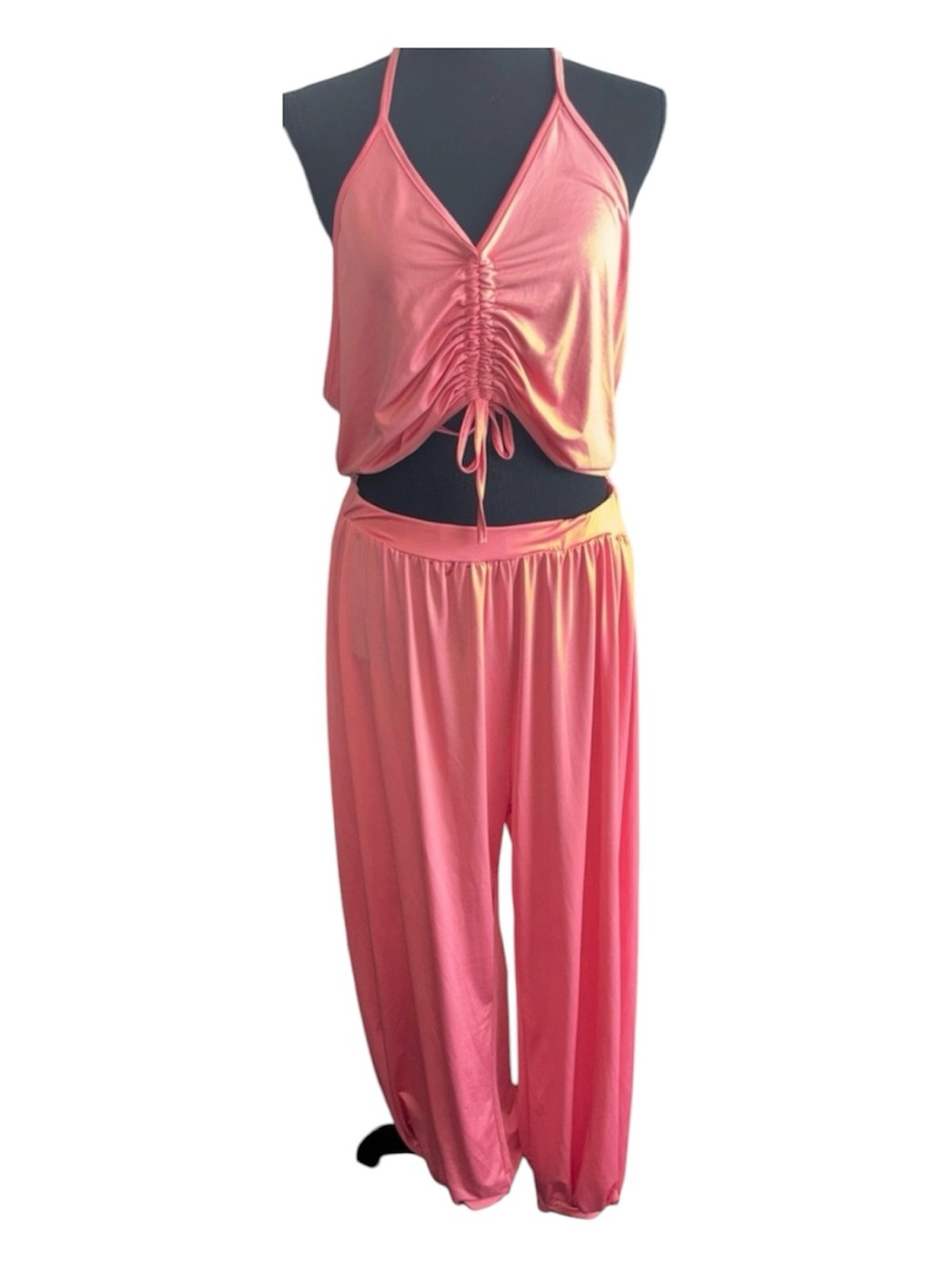 Women’s Pink Ruched Halter Jumpsuit NWOT 2XL